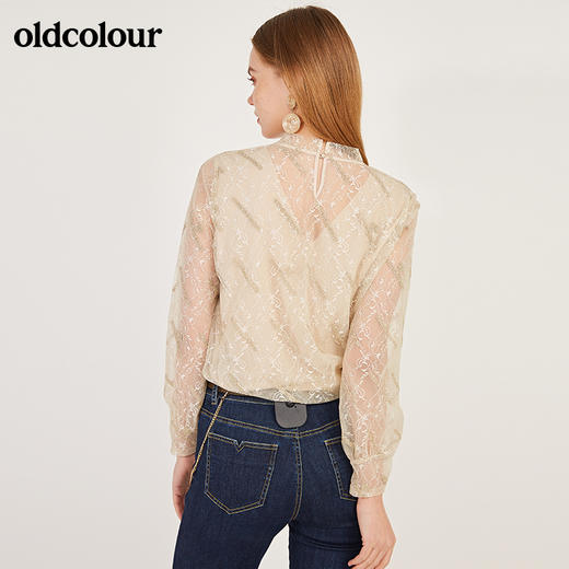 oldcolour春季新款百搭内搭蕾丝气质长袖套头衫女N11013127 商品图1