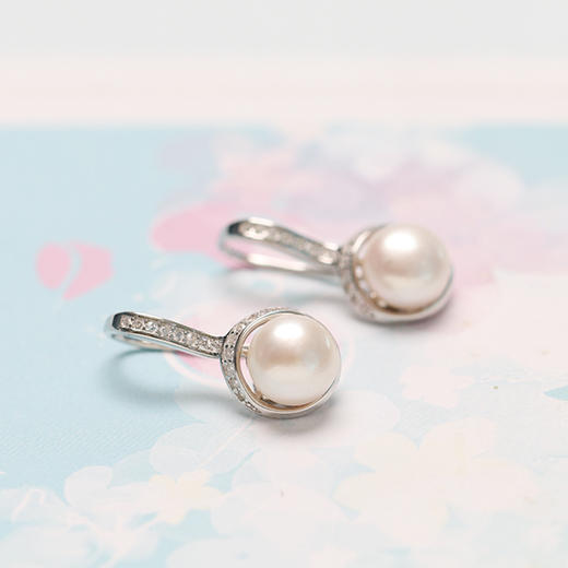 美裕 【圆满】银925淡水珍珠耳钩7-8mm白 104991 商品图3
