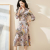 剩L 米思阳2025春季新款气质印花大摆裙收腰显瘦长袖V领连衣裙0267 商品缩略图0