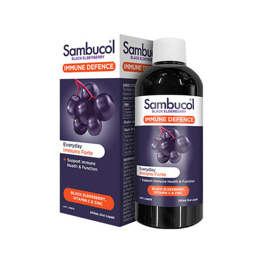 Sambucol小黑果黑接骨木维C+锌糖浆家庭装250ml（效期26年4月） 商品图1