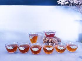 华艺银坊 采荷八件套 家用茶杯 客用茶杯 水晶无铅玻璃杯 加纯银990