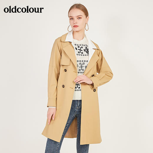 oldcolour春季新款简约气质挺括中长款基础款风衣外套女N11047132 商品图3