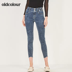 oldcolour春季新款高腰修身显瘦含棉微弹牛仔长裤女N11113101