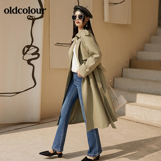oldcolour春季新款灰绿色风衣女BO11047064B 商品图2