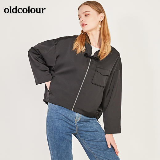 oldcolour春季中国风盘扣拉链设计感短款休闲小外套女N12041270 商品图1