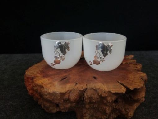 华艺银坊 福禄系列四件套 家用会客茶具 办公室茶具 人工无铅玻璃杯 加纯银990 商品图2