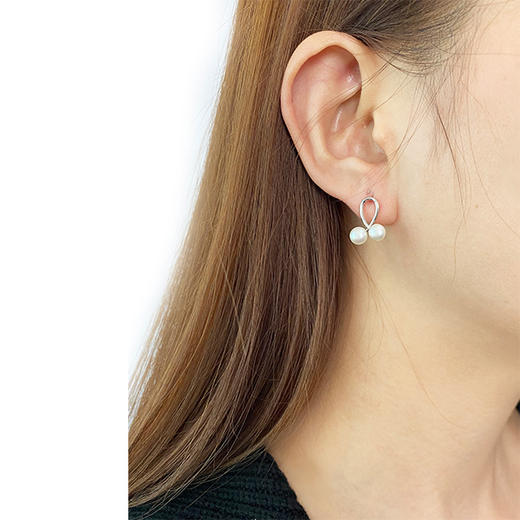 美裕 【樱桃】银925淡水珍珠耳钉4-5mm白 104993 商品图4