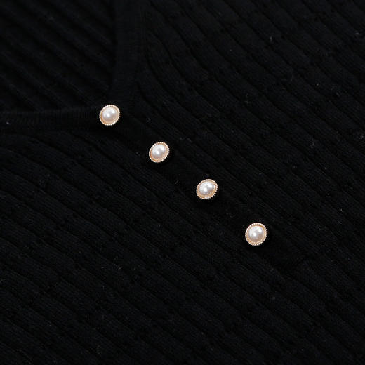 METTE22春新品女士针织衫长袖修身v领打底衫时尚镂空上衣套头毛衣 商品图5