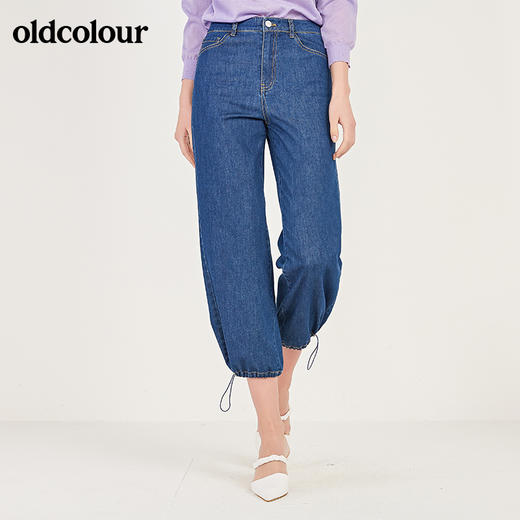 oldcolour春季可束脚休闲九分高腰阔腿牛仔裤女N12113219 商品图2