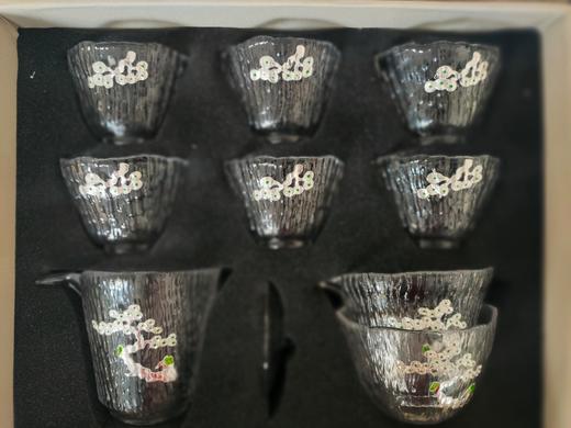 华艺银坊 迎客松九件套 可单选  家用会客杯办公室会客杯人工无铅玻璃杯 商品图0