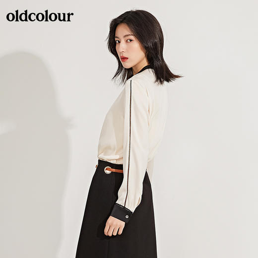 oldcolour春季新品雪纺小香风圆领休闲气质长袖衬衫女GN11013613 商品图3