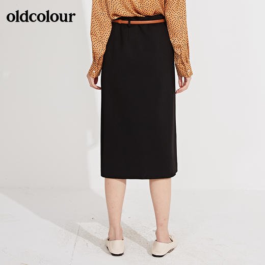 oldcolour春季新品纯色百搭修身显瘦中长款气质半身裙GN11063610 商品图1