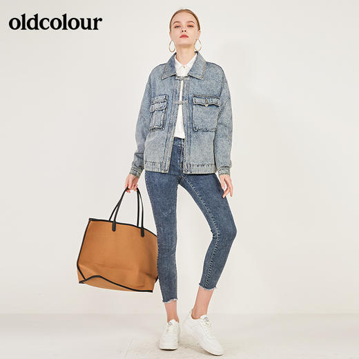 oldcolour春季新款宽松中国风盘扣帅气牛仔外套女N11040120 商品图2