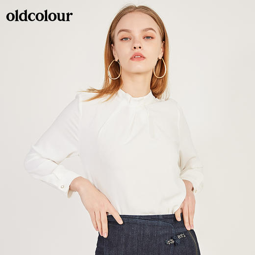 oldcolour春季新款纯色设计感领子雪纺套头长袖衬衫女N11013149 商品图2
