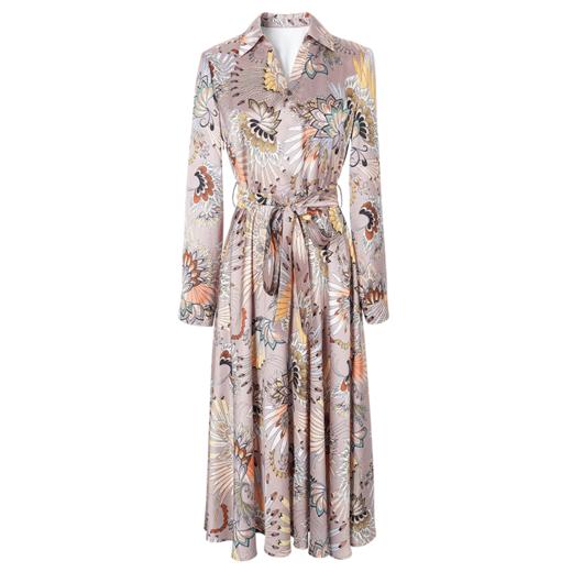 剩L 米思阳2025春季新款气质印花大摆裙收腰显瘦长袖V领连衣裙0267 商品图4