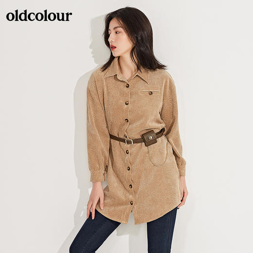 oldcolour早春新品长袖休闲复古气质中长款衬衫女GN11013621 商品图0