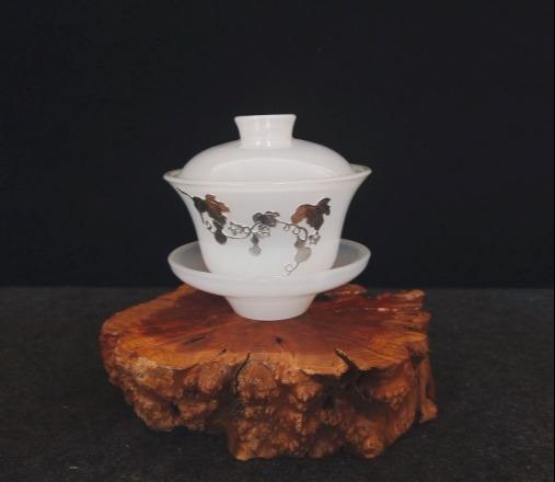 华艺银坊 福禄系列四件套 家用会客茶具 办公室茶具 人工无铅玻璃杯 加纯银990 商品图4