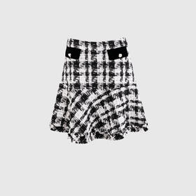 高腰A摆荷叶虚边半裙