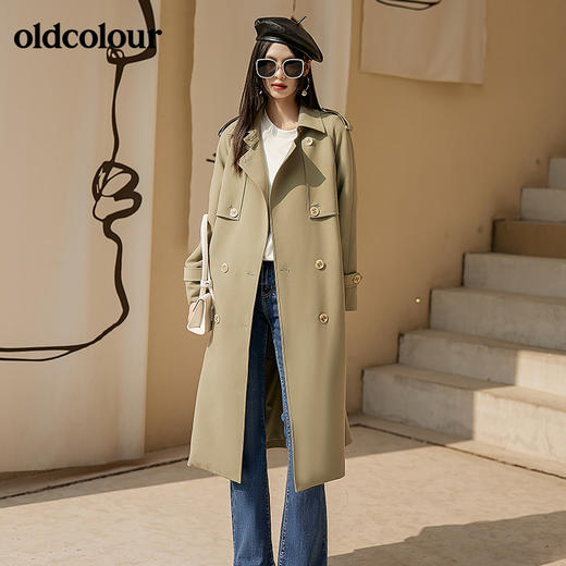 oldcolour春季新款灰绿色风衣女BO11047064B 商品图3