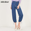 oldcolour春季可束脚休闲九分高腰阔腿牛仔裤女N12113219 商品缩略图4