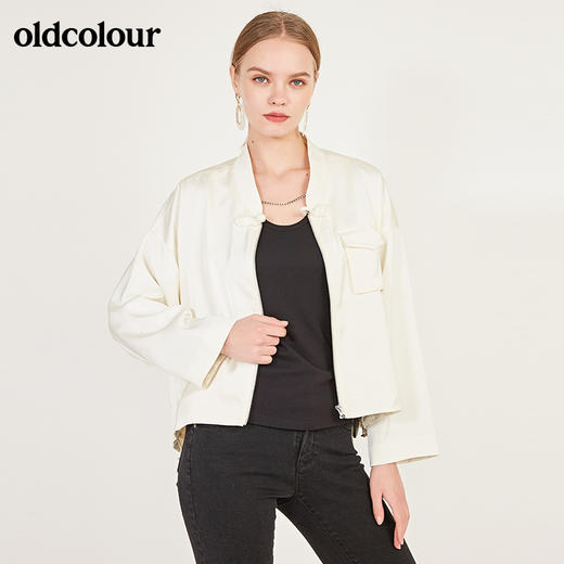 oldcolour春季中国风盘扣拉链设计感短款休闲小外套女N12041270 商品图3