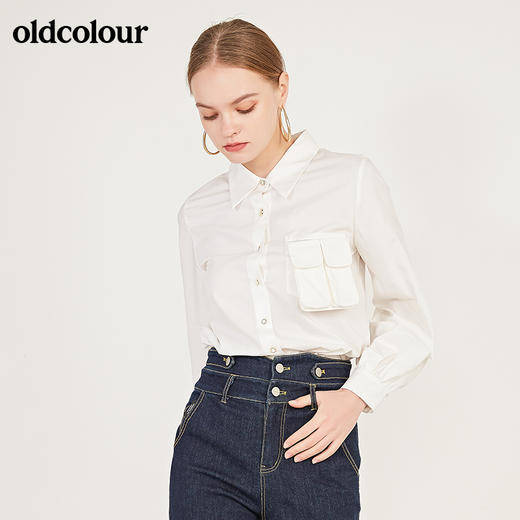 oldcolour春季新款长袖大口袋休闲帅气OL气质衬衫女N11013108 商品图4