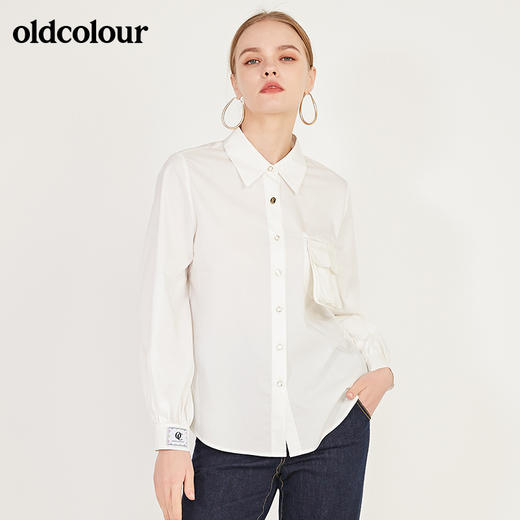 oldcolour春季新款长袖大口袋休闲帅气OL气质衬衫女N11013108 商品图3