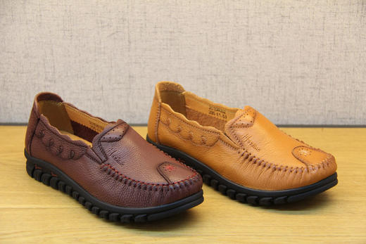 豪行春季新款20108052牛筋底防滑软底舒适真皮女单鞋平底妈妈皮鞋 专柜正品 商品图7