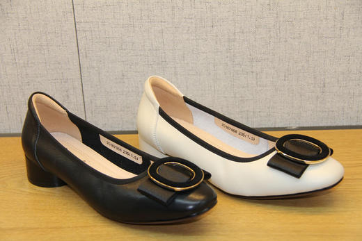豪行春款20167866高跟女鞋黑色粗跟职业工装鞋圆头单鞋矮跟工装鞋 专柜正品 跟高3CM 商品图5
