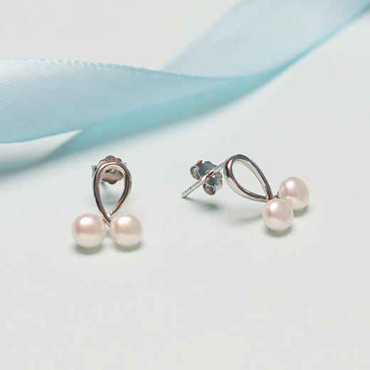 美裕 【樱桃】银925淡水珍珠耳钉4-5mm白 104993 商品图2