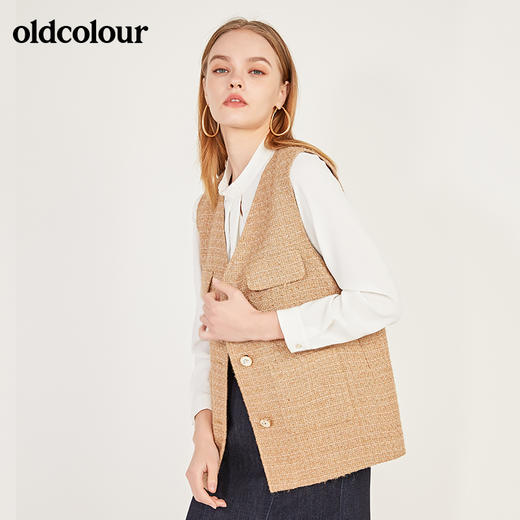 oldcolour春季新款宽松百搭文艺风复古休闲马夹女N11032182 商品图0