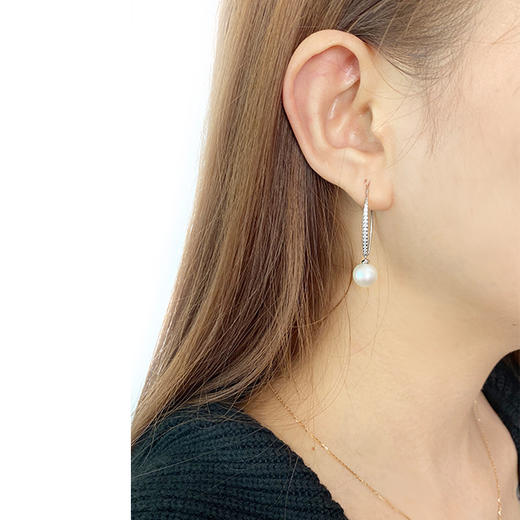 美裕 【纯真】银925淡水珍珠耳钉9-10mm白 104972 商品图4