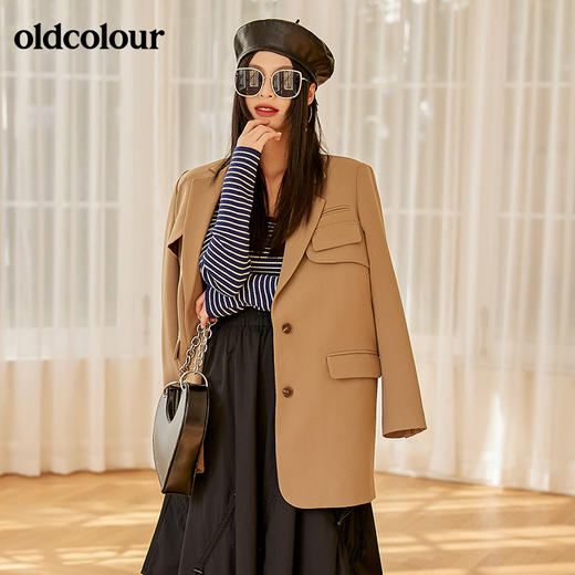oldcolour2022春季新品休闲炸街气质中长款小西装外套女高级感BO11048065B 商品图5
