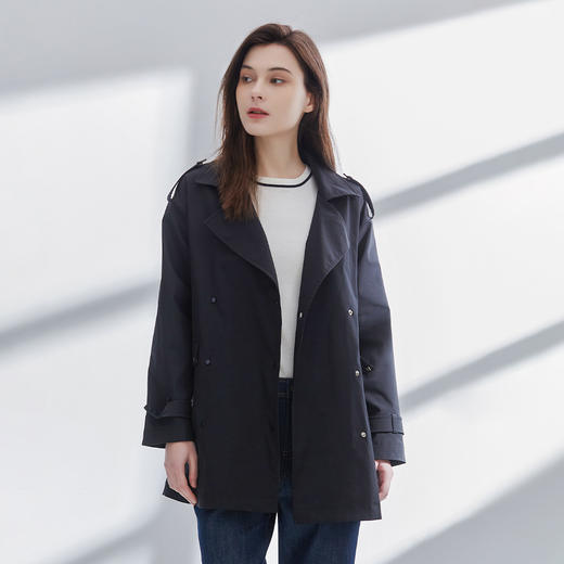 METTE22年早春女士风衣西装领上衣宽松收腰中长款休闲显瘦外套 商品图1