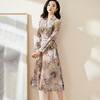 剩L 米思阳2025春季新款气质印花大摆裙收腰显瘦长袖V领连衣裙0267 商品缩略图2