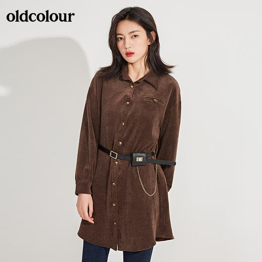 oldcolour早春新品长袖休闲复古气质中长款衬衫女GN11013621 商品图1