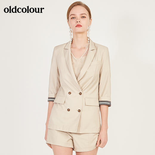 oldcolour春季V领时尚纯色西装外套女N13048333 商品图0