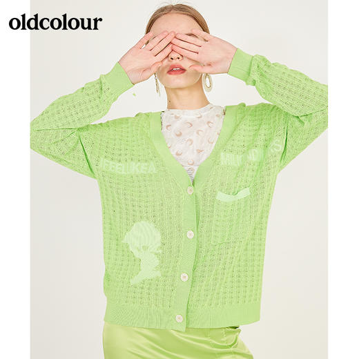 oldcolour春季休闲亮色网眼毛外套针织开衫女N12053240 商品图0