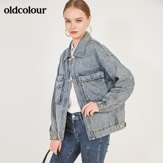 oldcolour春季新款宽松中国风盘扣帅气牛仔外套女N11040120 商品图1