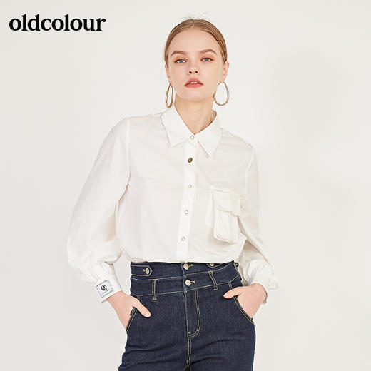 oldcolour春季新款长袖大口袋休闲帅气OL气质衬衫女N11013108 商品图2