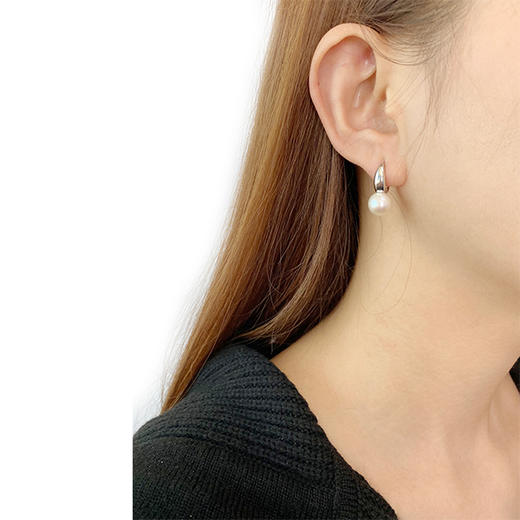 美裕 【月光】银925淡水珍珠耳钉9-10mm白 104965 商品图3