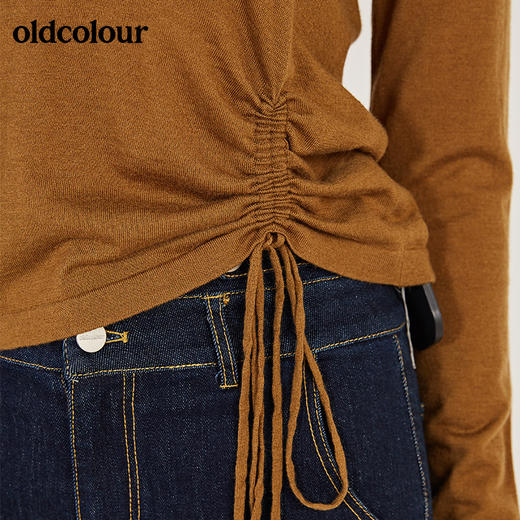 oldcolour春季新款半开领抽绳修身设计感套头针织衫女N11052162 商品图3