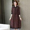 WZNH- WL10099套头红色气质通勤中长裙电子中腰印花连衣裙 商品缩略图1