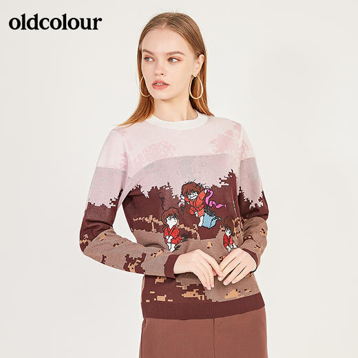 oldcolour春季新款圆领休闲卡通图案百搭内搭针织衫女N11052146 商品图3