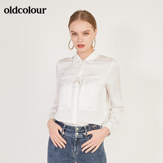 oldcolour春季新款简约百搭纯色气质设计感长袖衬衫女N11013173 商品图0