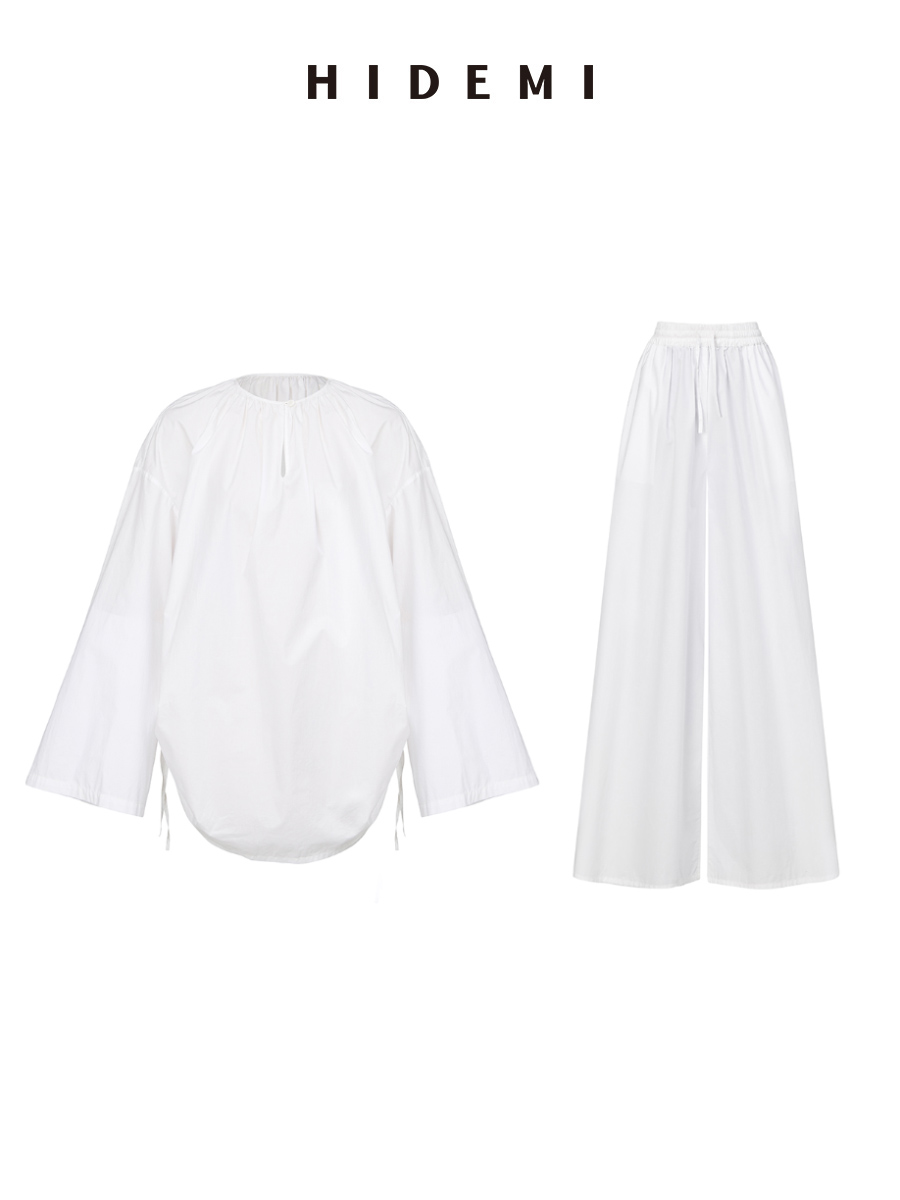 HIDEMI 简约褶皱抽绳设计感衬衫