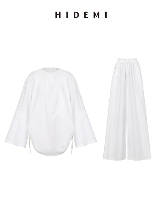 HIDEMI 简约褶皱抽绳设计感衬衫 商品图0