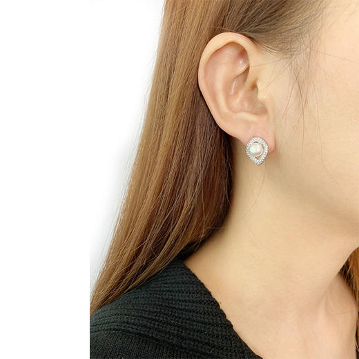 美裕 【情眸】银925淡水珍珠耳钉6-7mm白 104994 商品图2