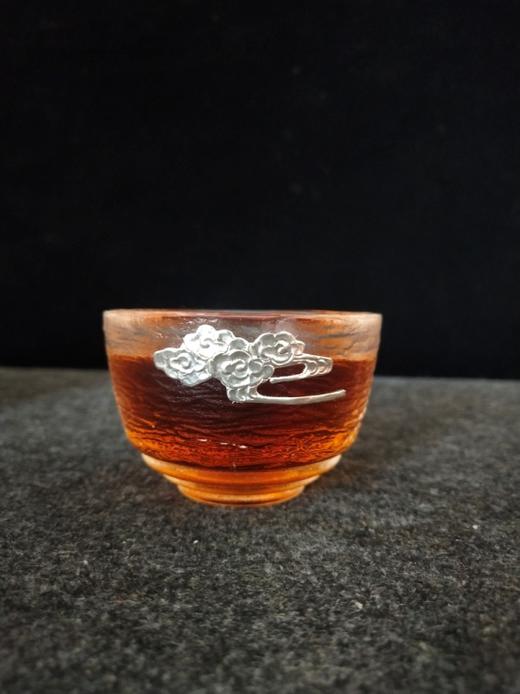 华艺银坊 云端系列：祥云公道杯祥云茶杯 人工无铅玻璃杯 加纯银990 商品图1