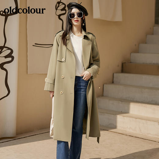 oldcolour春季新款灰绿色风衣女BO11047064B 商品图1